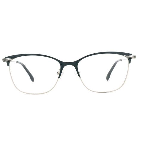 ZENOTTIC Miah eyeglasses: dark metal top rim, silver bottom rim, modern cat-eye shape.