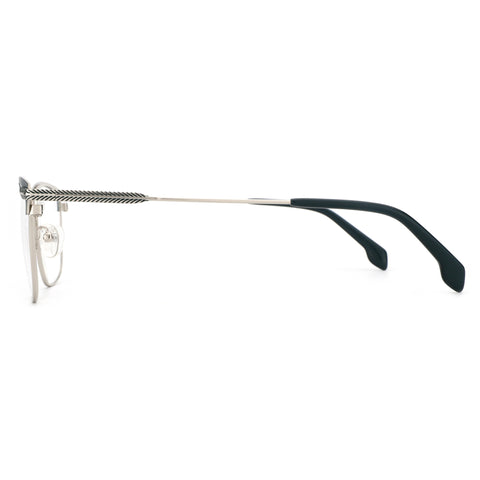 ZENOTTIC Miah silver metal eyeglasses, intricate feather pattern on temples