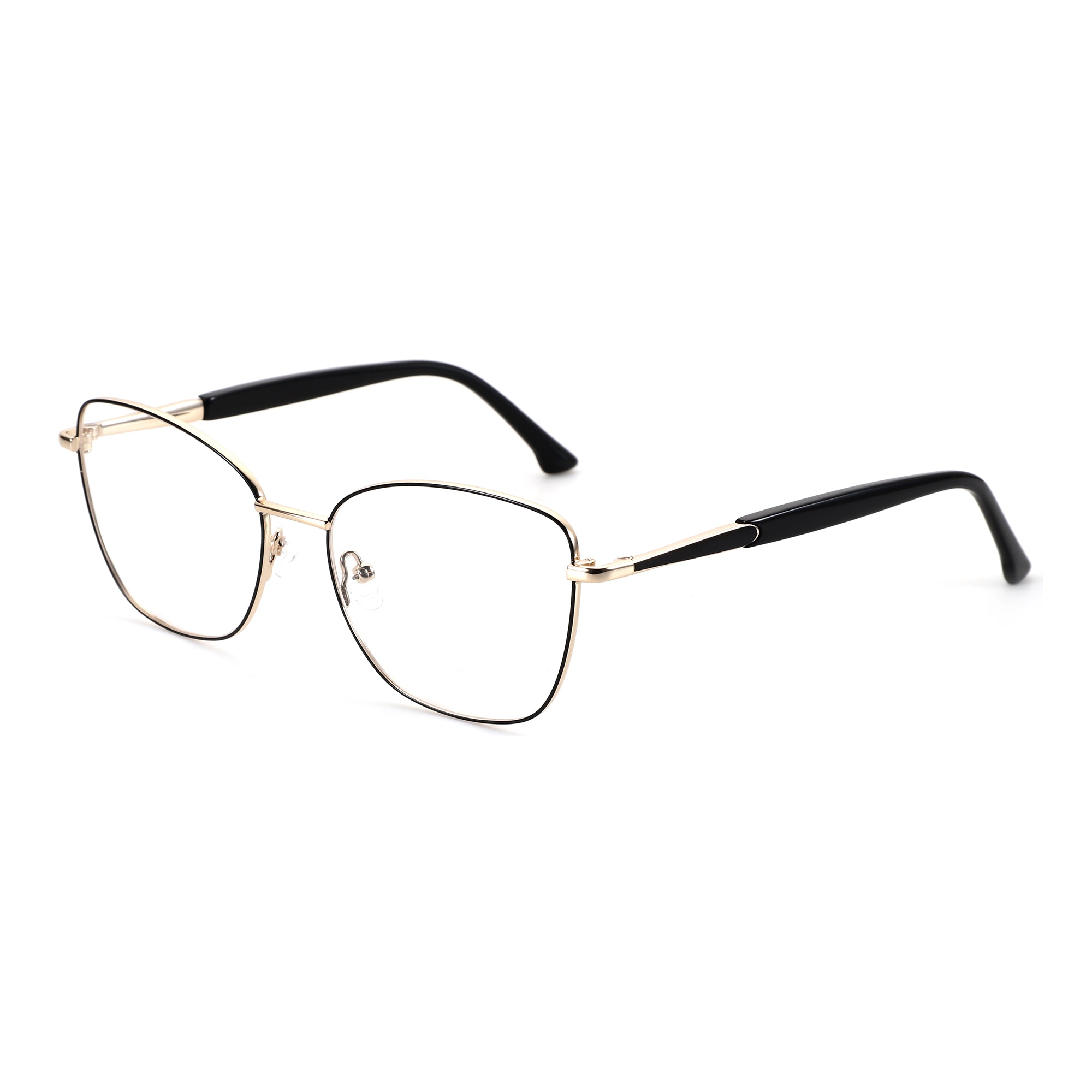 ZENOTTIC Etranfire gold metal cat eye eyeglasses with black temples
