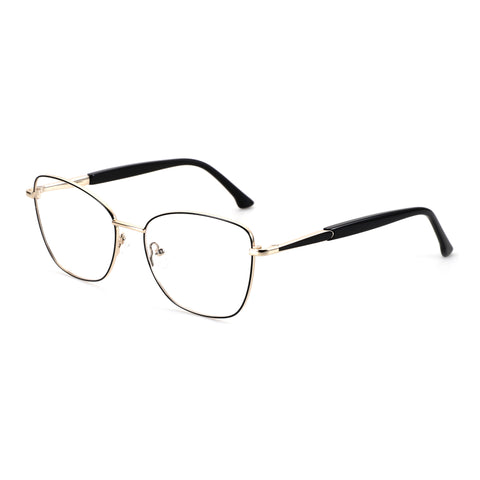 ZENOTTIC Etranfire gold metal cat eye eyeglasses with black temples