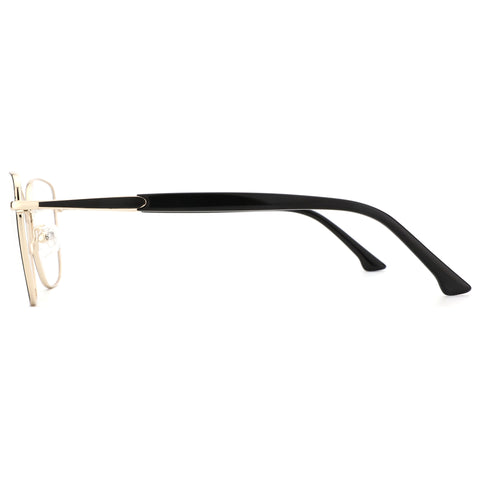 ZENOTTIC Etranfire cat eye eyeglasses: gold metal frame, black temples.