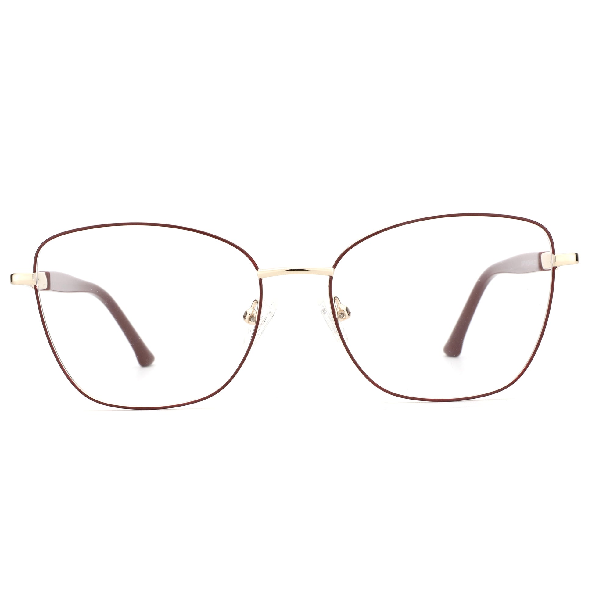 ZENOTTIC Etranfire eyeglasses: trendy metal cat eye frame in burgundy with gold accents.