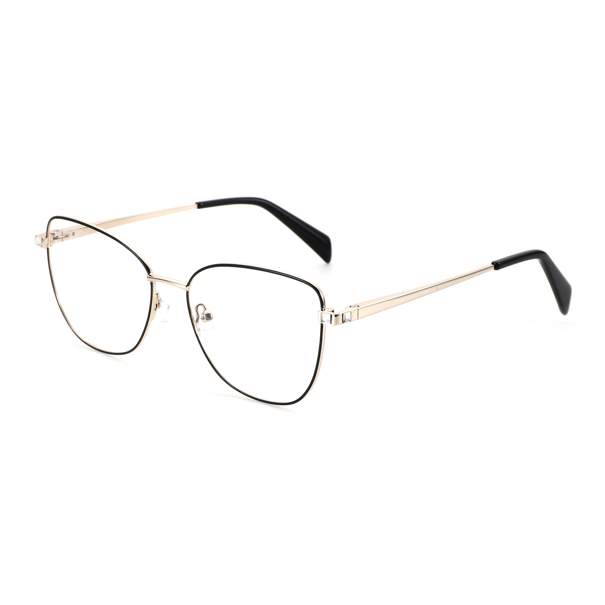 ZENOTTIC Cheri gold metal angular square eyeglasses with clear demo lenses