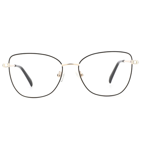 ZENOTTIC Cheri black metal square eyeglasses with gold accents