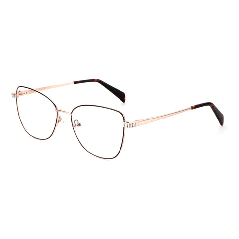 ZENOTTIC Cheri rose gold metal square eyeglasses with crystal hinges & tortoiseshell temples