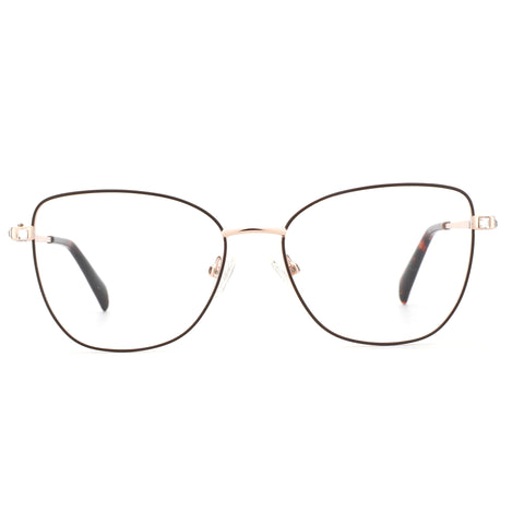ZENOTTIC Eyeglasses Cheri: square metal frame, rose gold, tortoise temples.