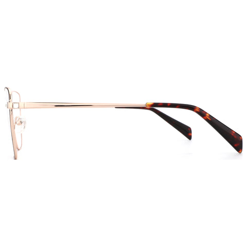 ZENOTTIC Cheri eyeglasses: rose gold metal frame with tortoiseshell temple.