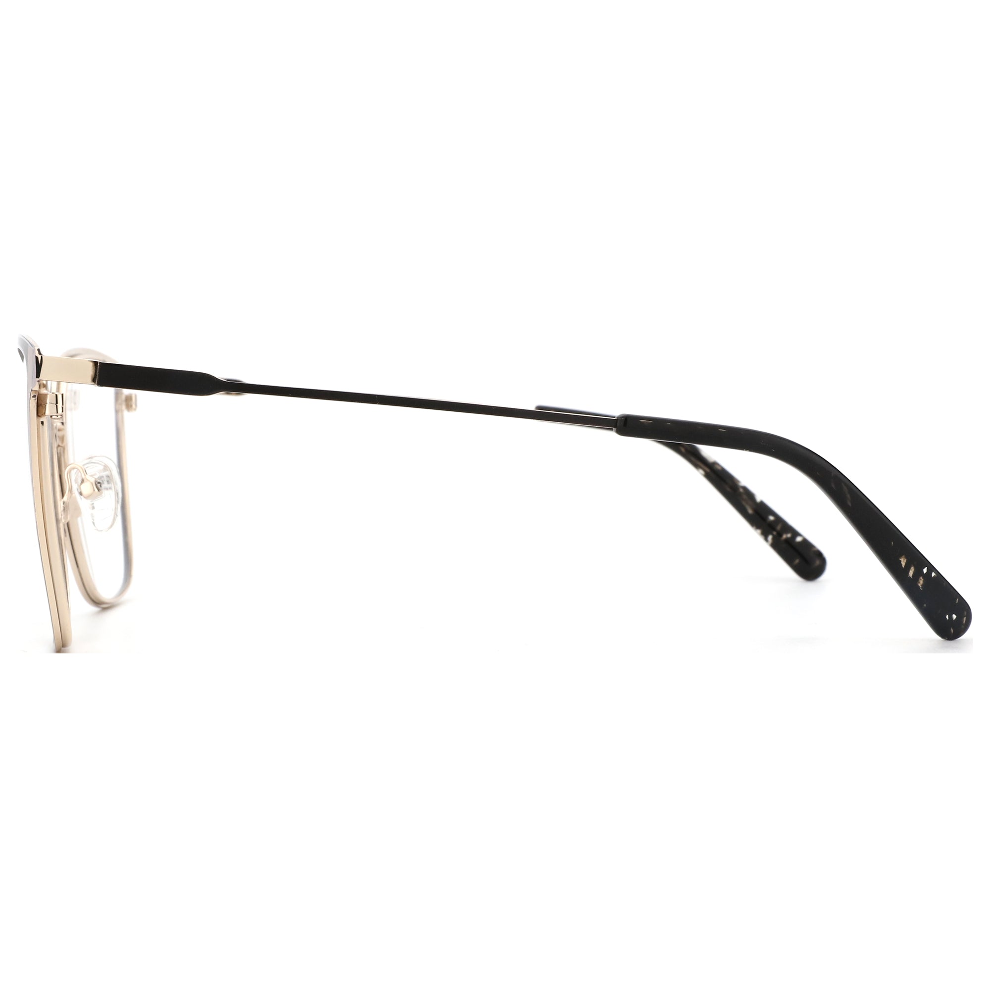 ZENOTTIC Veloma vintage gold metal square eyeglasses, black speckled temples