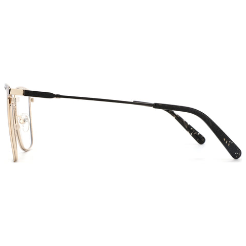 ZENOTTIC Veloma vintage gold metal square eyeglasses, black speckled temples