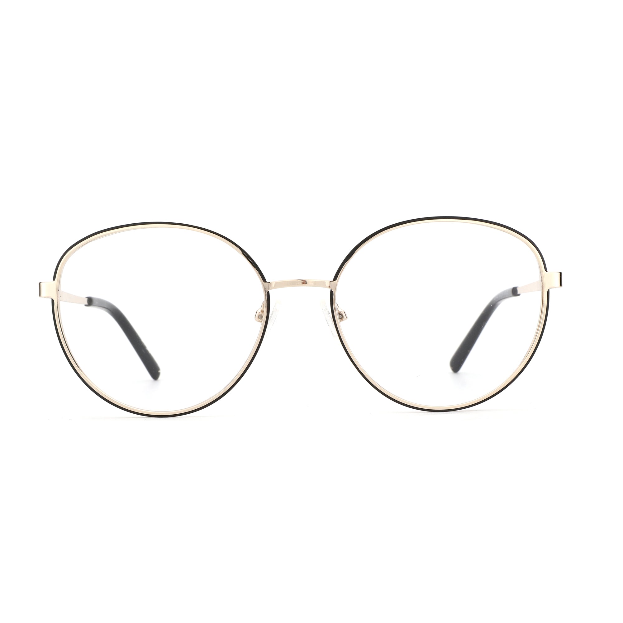 ZENOTTIC Solitude affordable round clear lens metal eyeglasses, gold frame, black outline