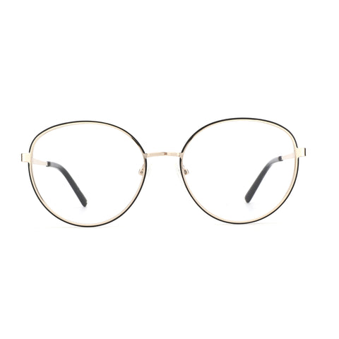 ZENOTTIC Solitude affordable round clear lens metal eyeglasses, gold frame, black outline