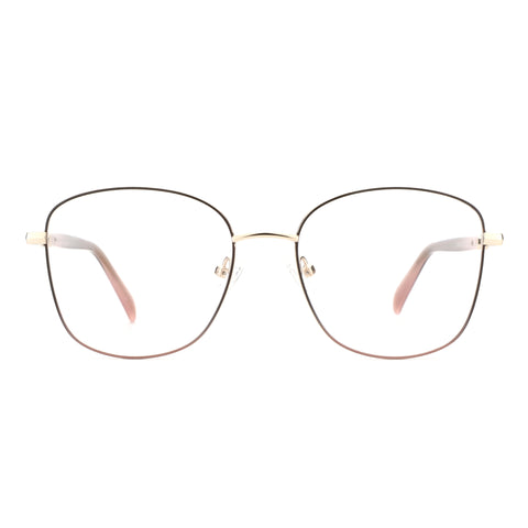 ZENOTTIC Ebony metal frame eyeglasses with rose gold and dark rim design.