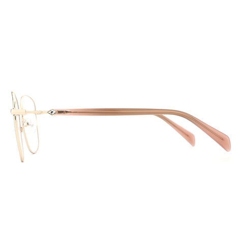 ZENOTTIC metal frame eyeglasses in gold with nude temples, featuring a decorative rhombus detail.