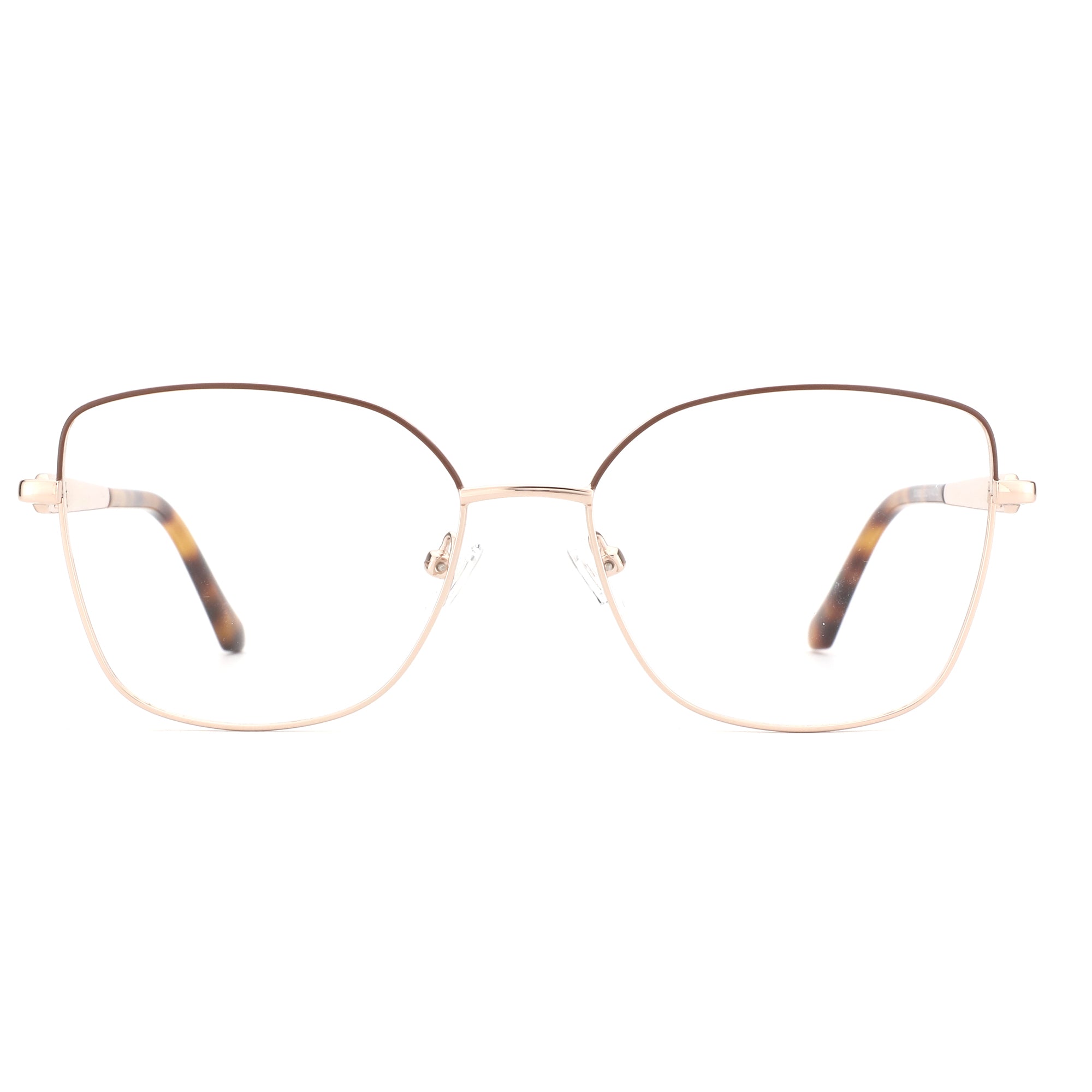 ZENOTTIC Andrea cat eye eyeglasses - gold metal frame, tortoise temples.