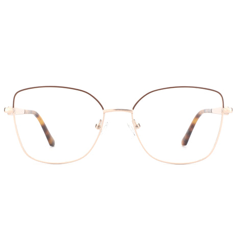 ZENOTTIC Andrea cat eye eyeglasses - gold metal frame, tortoise temples.