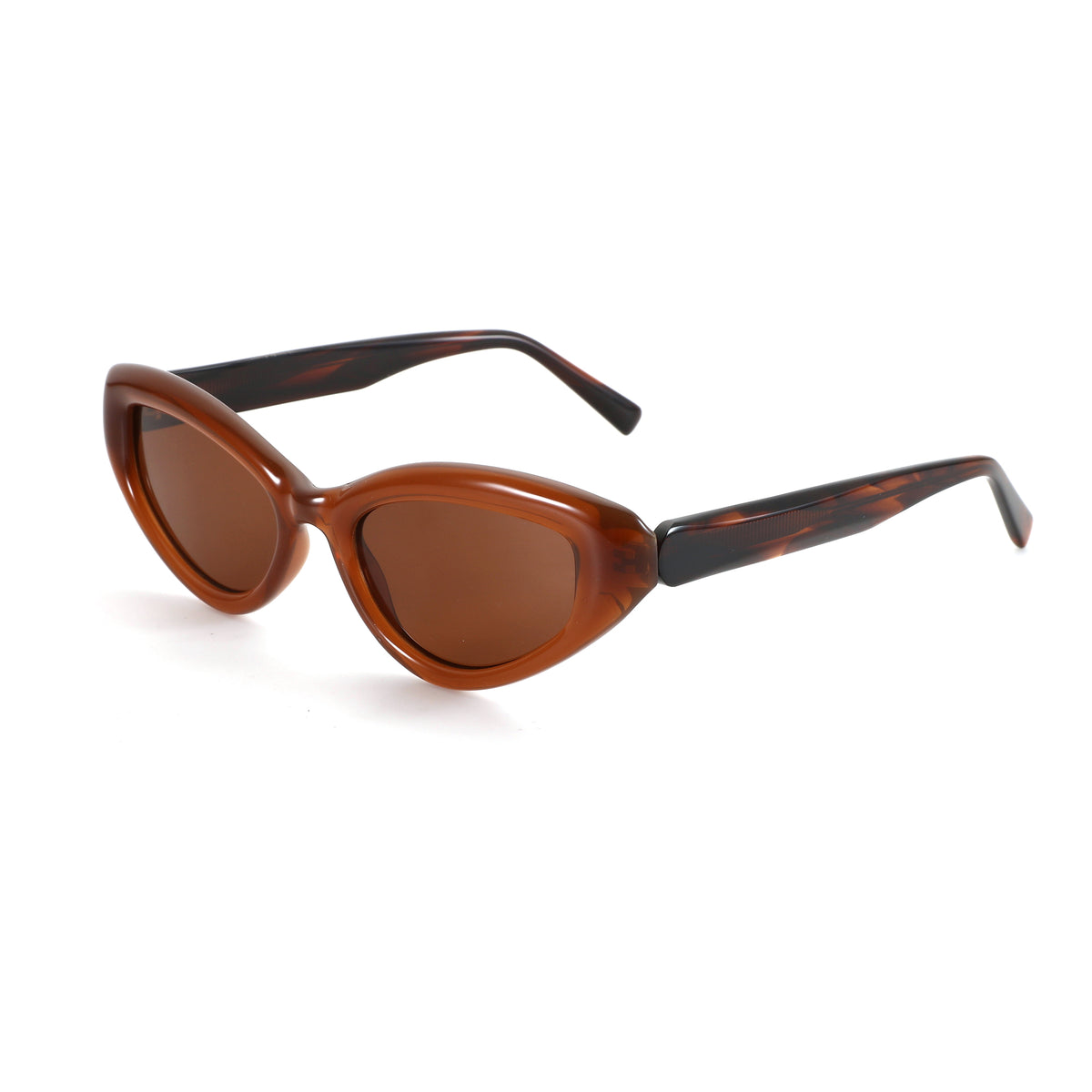 Zenottic Moment brown acetate cat eye sunglasses with polarized lenses