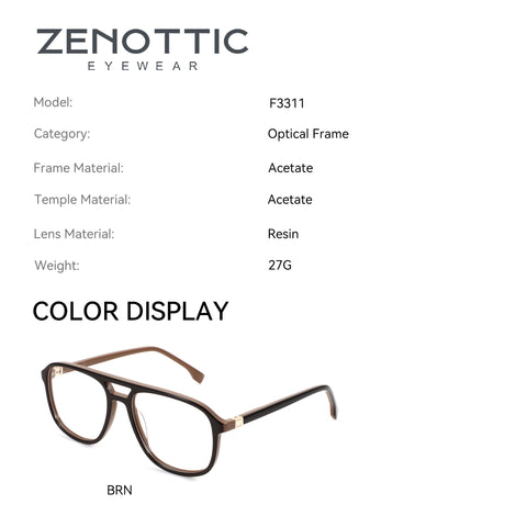 Zenottic Seth aviator eyeglasses in brown acetate with clear lenses. Model F3311.