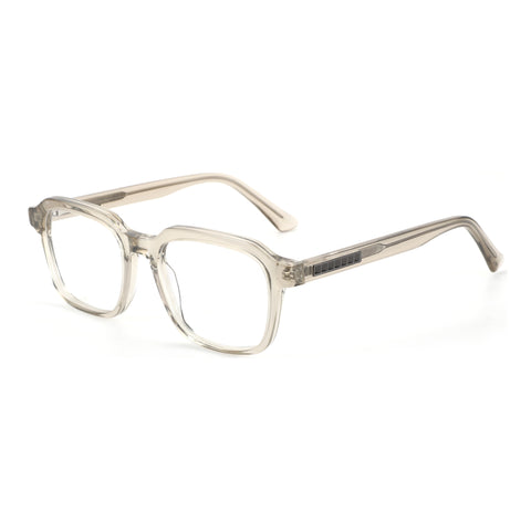 ZENOTTIC Lyndon square acetate eyeglasses with black temple details, light grey.