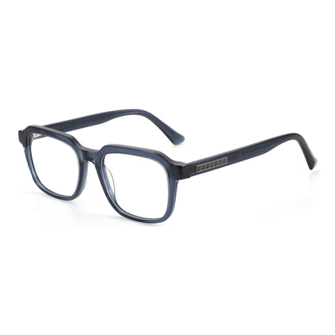 Zenottic Lyndon navy acetate full-rim square glasses with metallic temple detail.