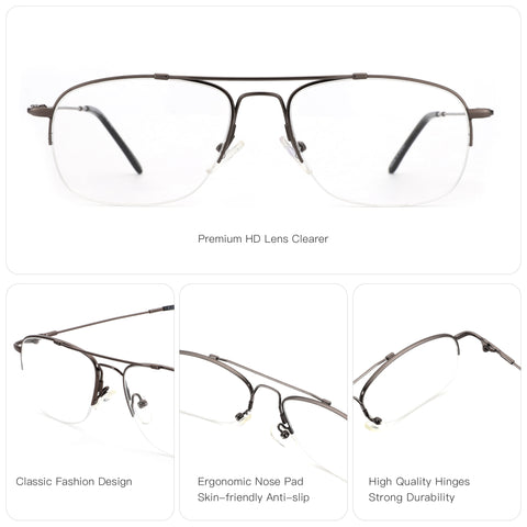 Zenottic Harvey eyeglasses, memory metal frame, ergonomic nose pad, classic aviator style.