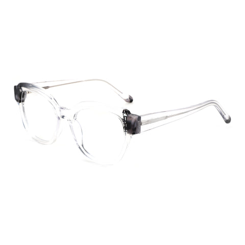 Zenottic Janisa clear acetate square eyeglasses with marbled hinge accents.
