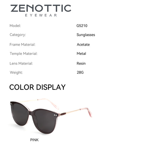 Zenottic Odelette pink acetate frame sunglasses with metal temples and resin lenses