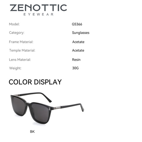 Zenottic Sun Glasses Quaid in black acetate with resin lenses and silver temple accents.