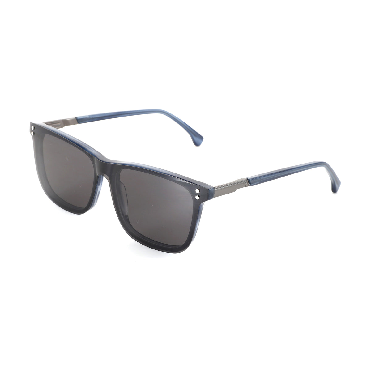 ZENOTTIC Lawrence men's sunglasses, classic square, grey acetate, dark lenses.