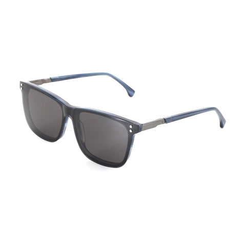 ZENOTTIC Lawrence men's sunglasses, classic square, grey acetate, dark lenses.