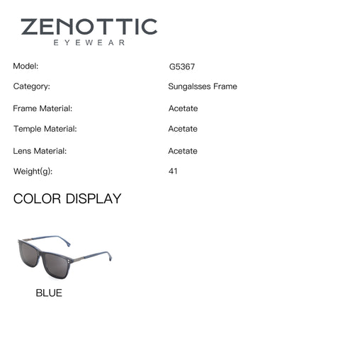 ZENOTTIC G5367 Lawrence blue acetate square designer sunglasses