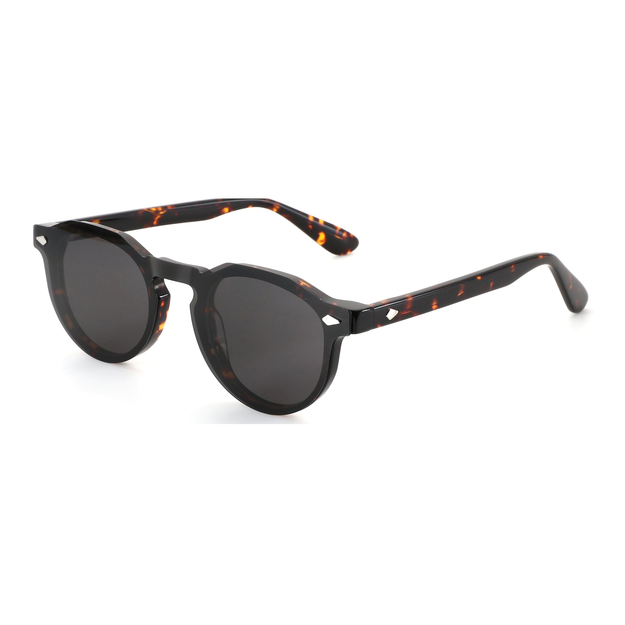 ZENOTTIC tortoise shell acetate geometric sunglasses with dark lenses.