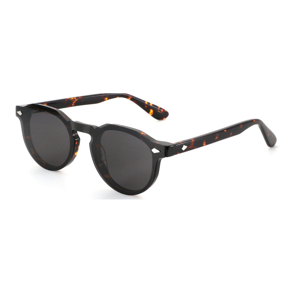 ZENOTTIC tortoise shell acetate geometric sunglasses with dark lenses.
