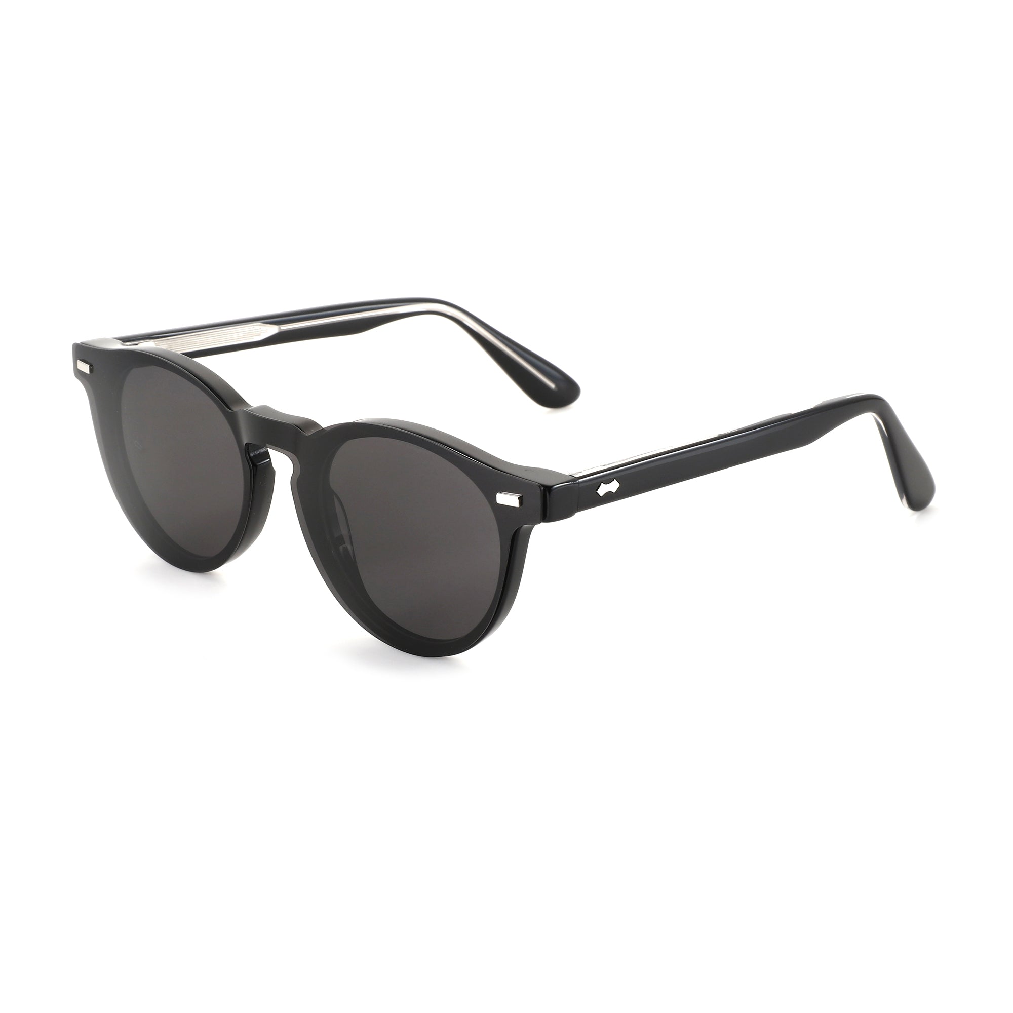 ZENOTTIC Cinta black round acetate frame polarized sunglasses