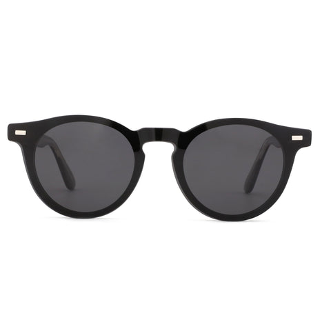 ZENOTTIC Cinta black vintage round acetate sunglasses with polarized lenses.