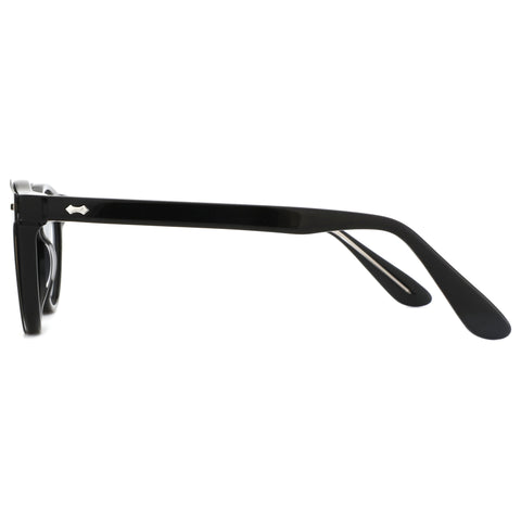 Zenottic Cinta black acetate sunglasses, classic vintage round style, side view.