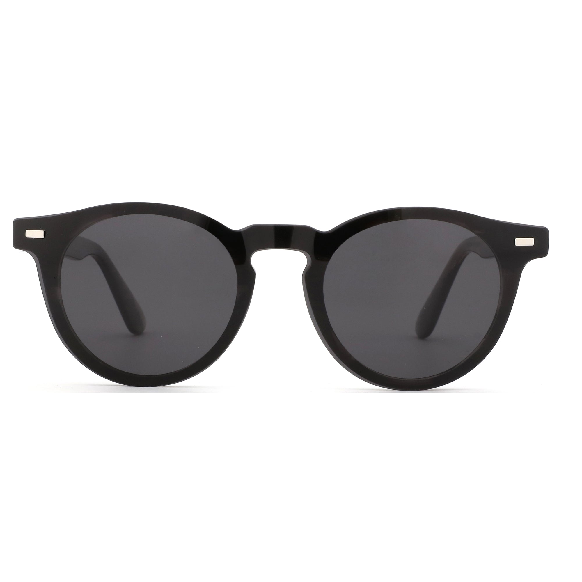 ZENOTTIC Cinta vintage round black acetate sunglasses with dark polarized lenses