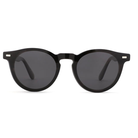 ZENOTTIC Cinta vintage round black acetate sunglasses with dark polarized lenses