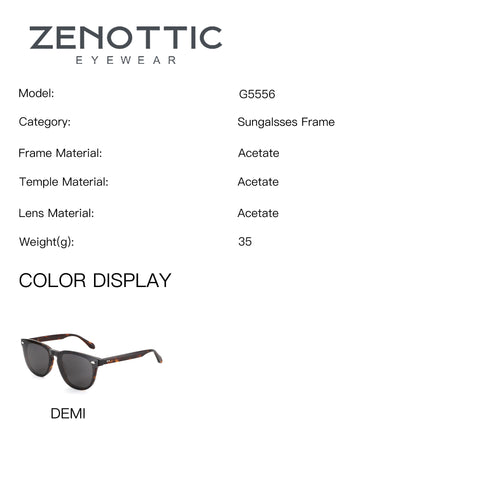 ZENOTTIC G5556 Euphoria retro round acetate sunglasses, demi tortoise, dark lenses.