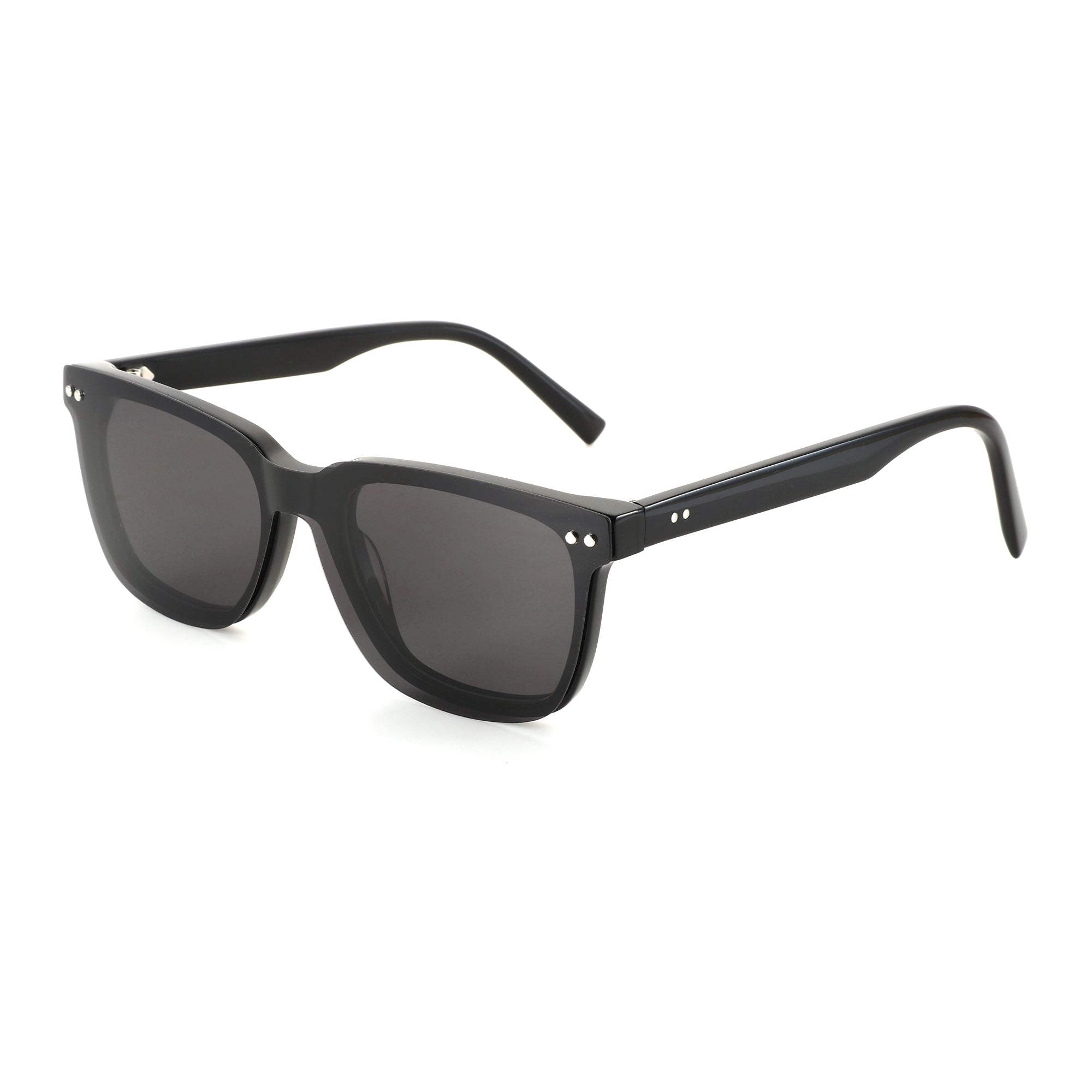 ZENOTTIC Palpitate black acetate square prescription sunglasses with UV protection.