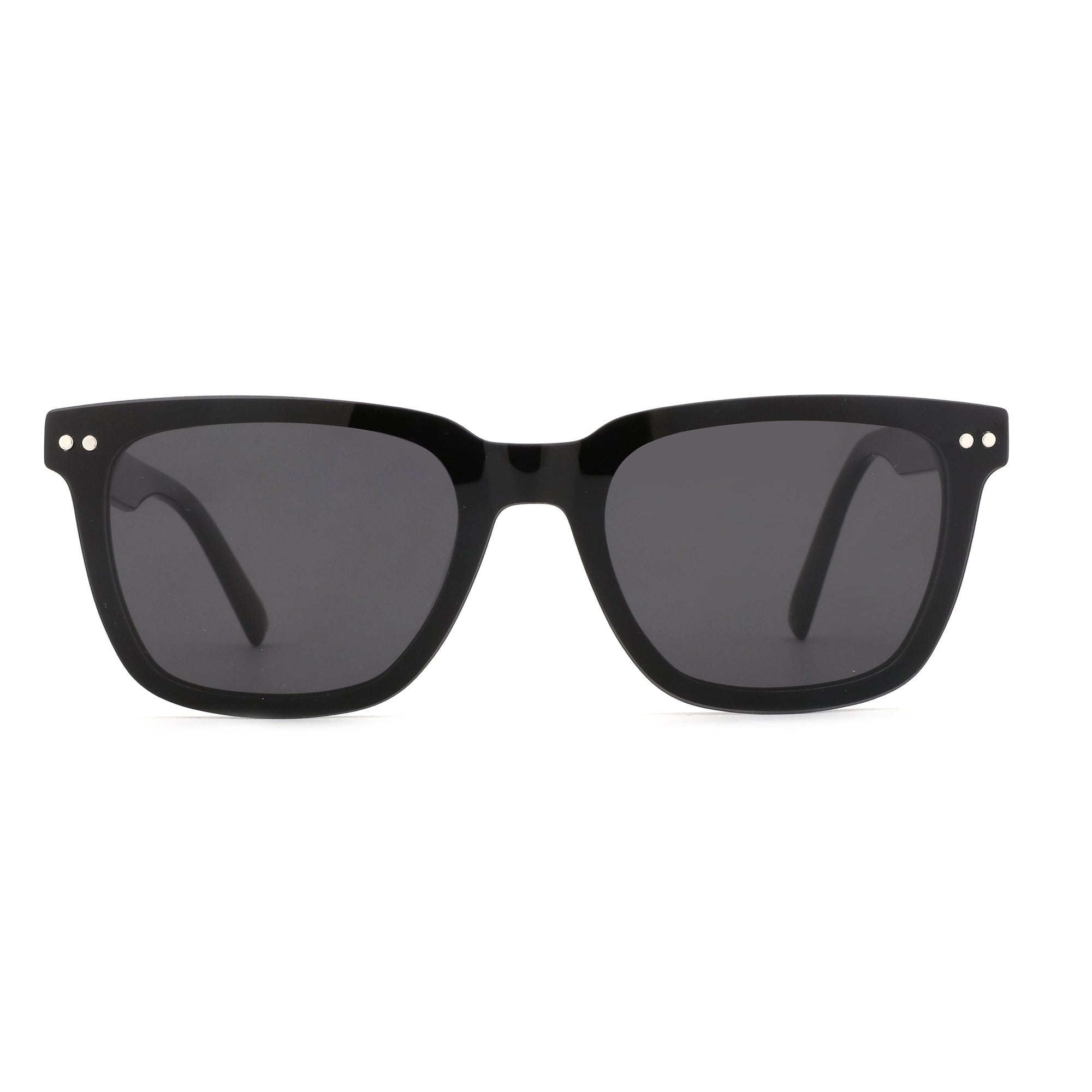 ZENOTTIC Palpitate black square acetate sunglasses with silver studs