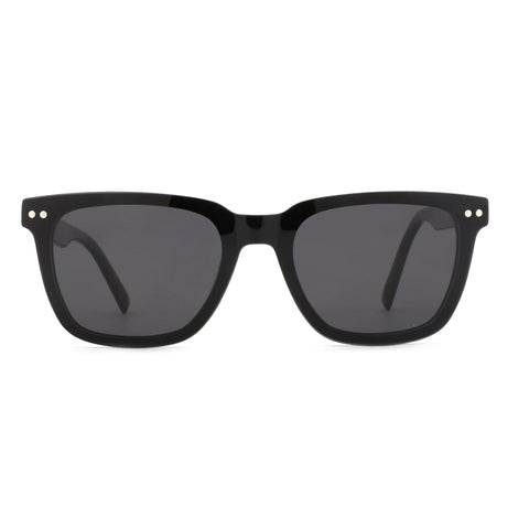 ZENOTTIC Palpitate black square acetate sunglasses with silver studs