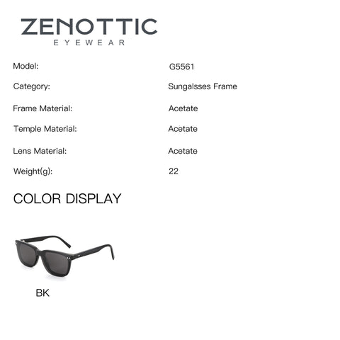 ZENOTTIC Palpitate sunglasses G5561: black acetate square frame for women.