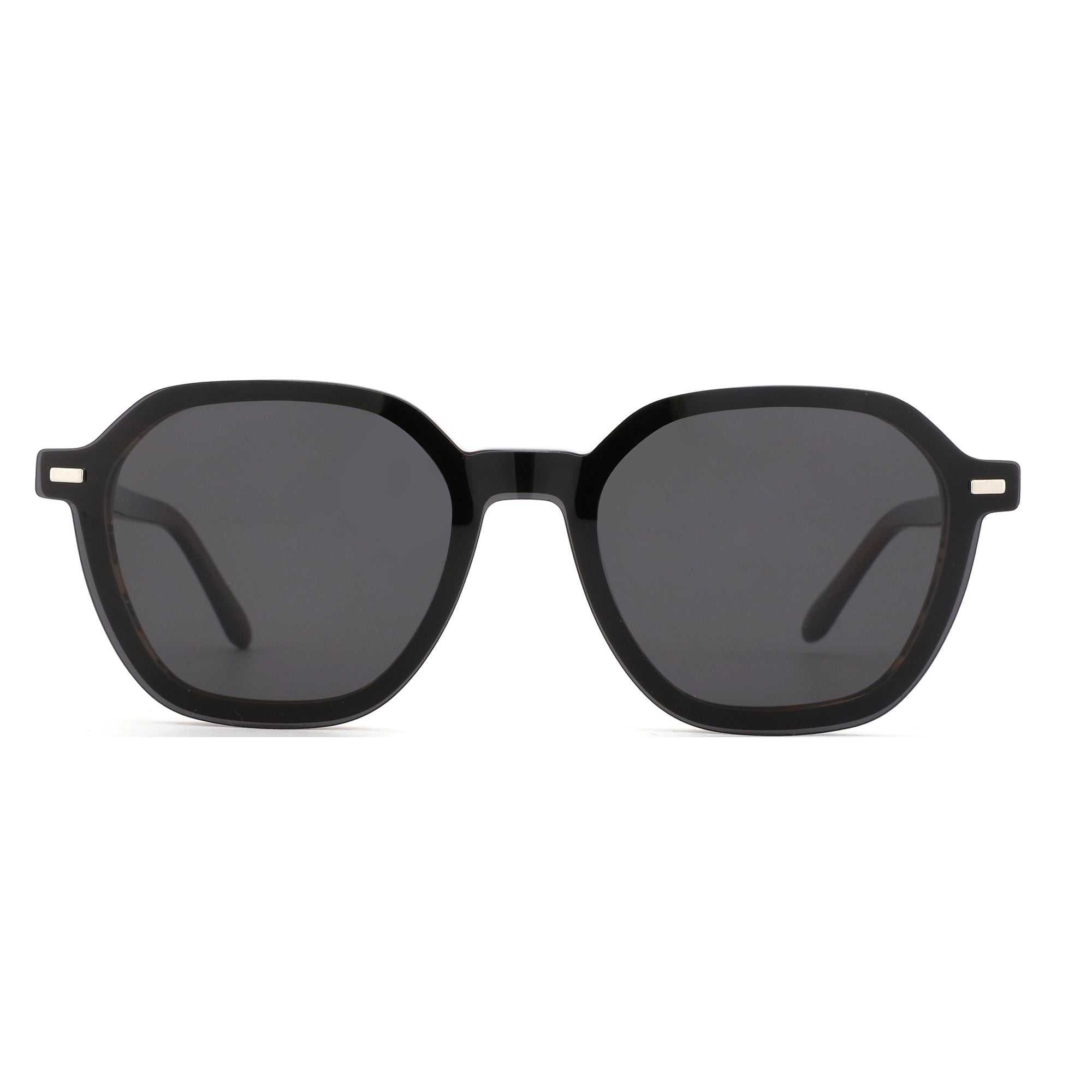 ZENOTTIC Jason black retro geometric acetate sunglasses with UV protection