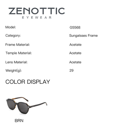 ZENOTTIC Jason G5568 brown geometric retro acetate sunglasses