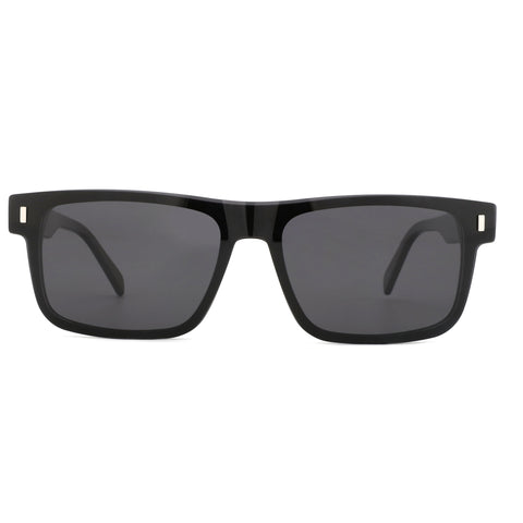 Zenottic Greg black acetate square sunglasses with dark grey lenses