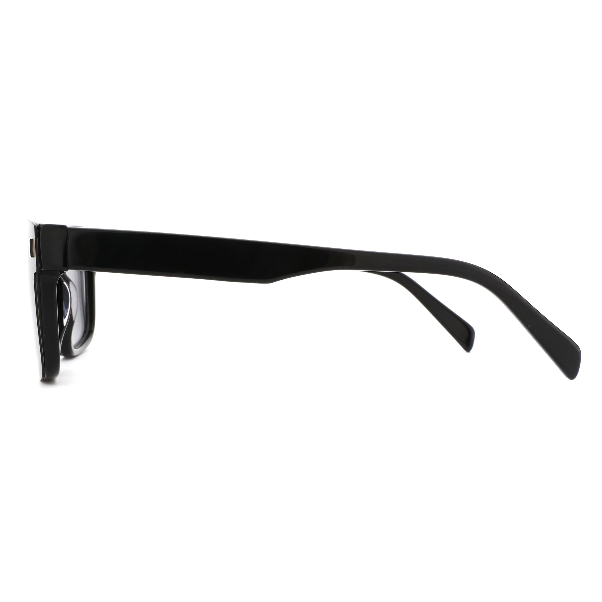 ZENOTTIC Greg sunglasses with black acetate square frame, side view.
