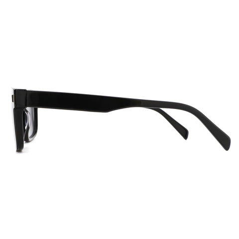 ZENOTTIC Greg sunglasses with black acetate square frame, side view.