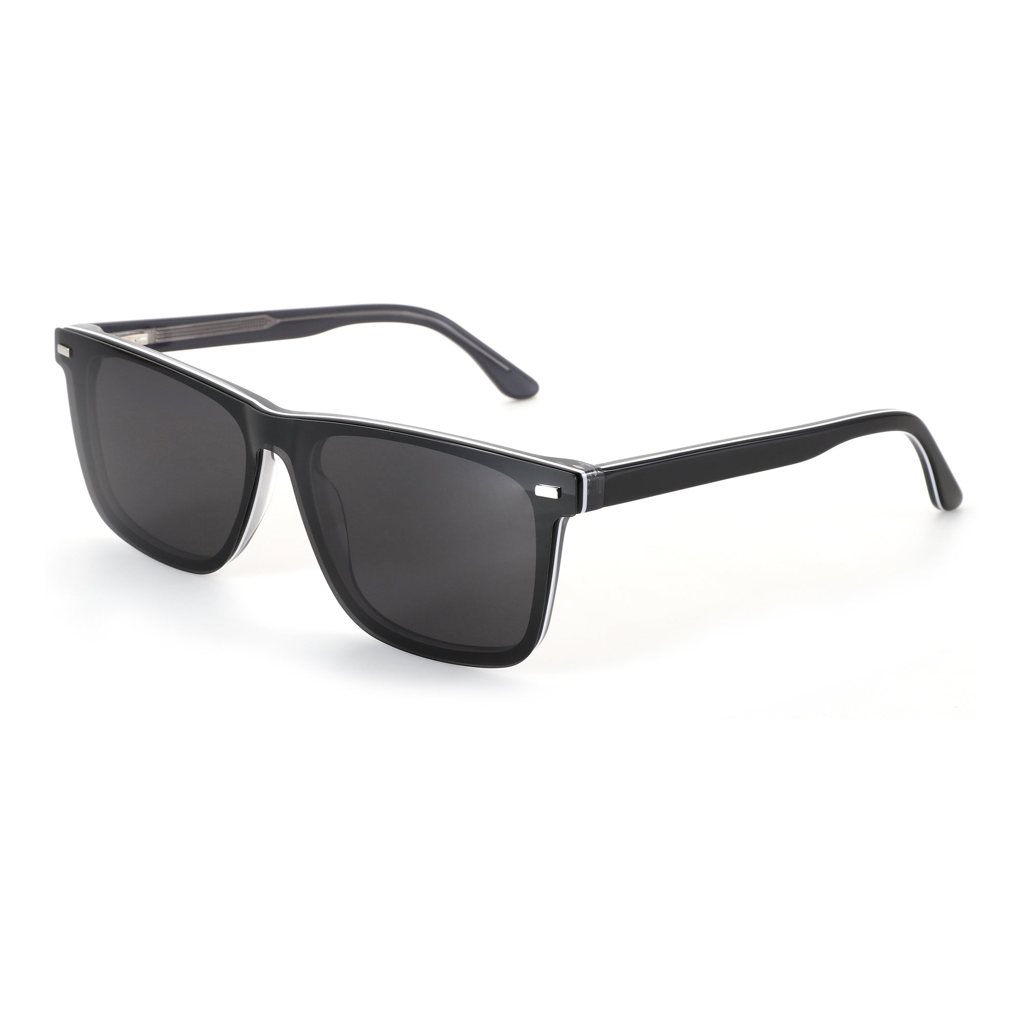 ZENOTTIC Ellis black acetate square sunglasses with UV protection.