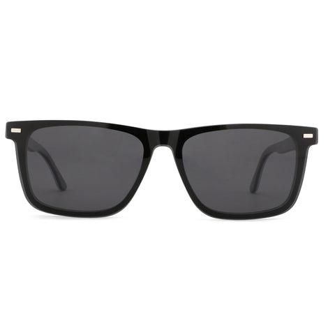 Zenottic Ellis black acetate square sunglasses with UV protection lenses.