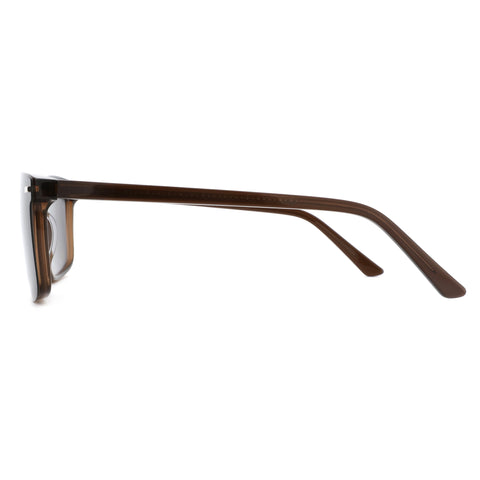 Zenottic King square sunglasses, acetate frame, dark brown with embossed temple.